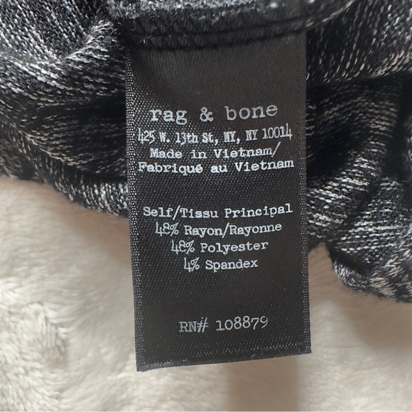 rag & bone Twist Ruched Long Sleeve Bodycon Mini Dress in Heathered Black XS - Picture 12 of 14